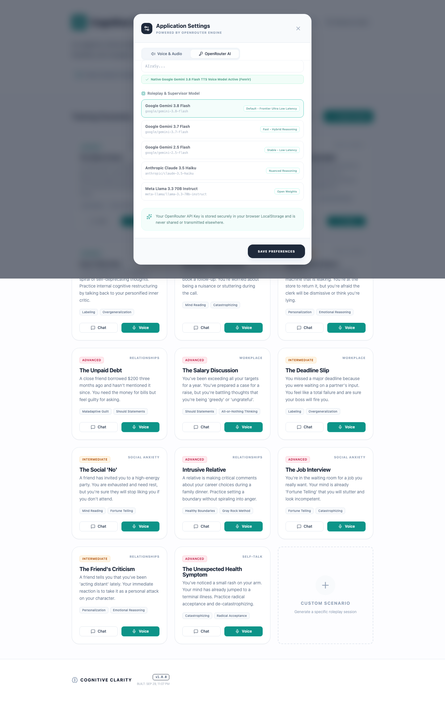 SETTINGS MODAL OPENROUTER