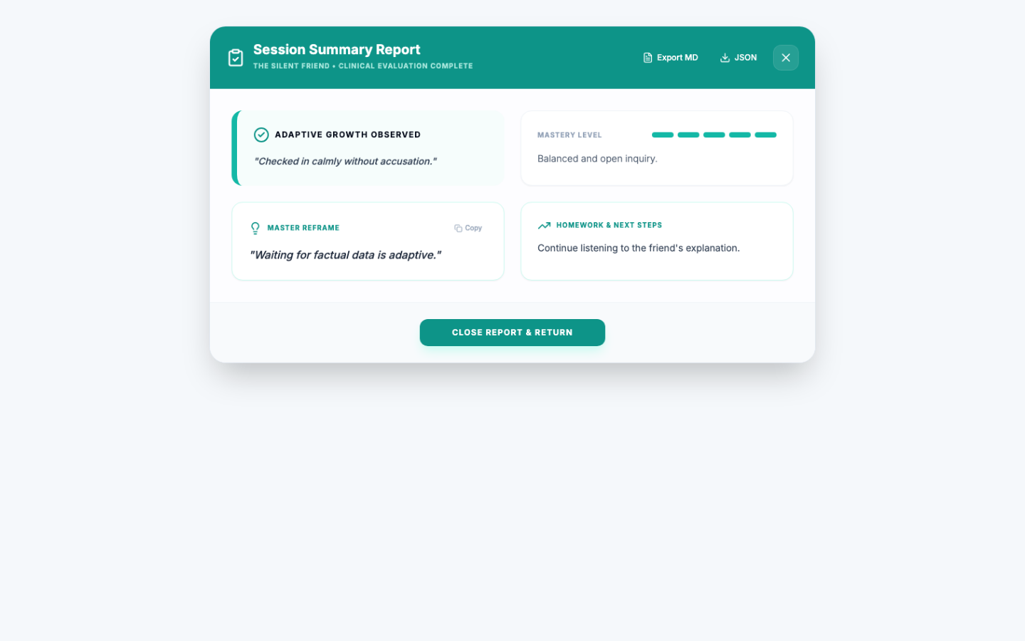 SESSION REPORT SUMMARY