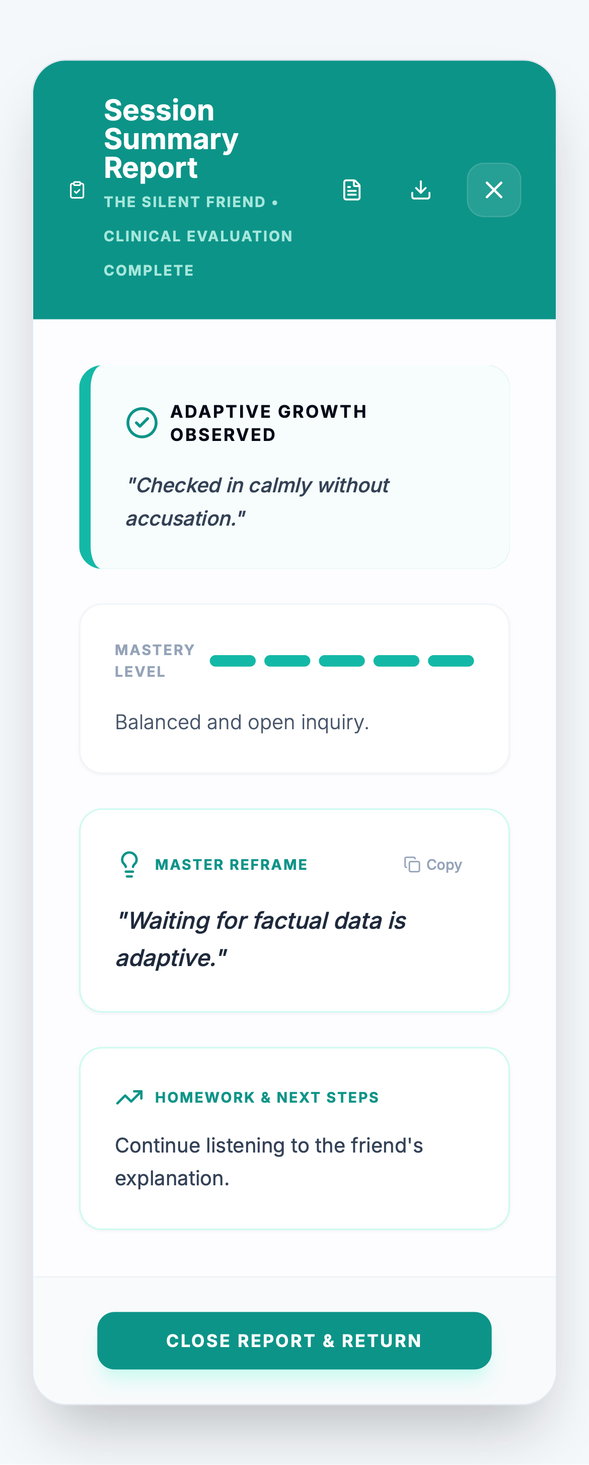 SESSION REPORT SUMMARY